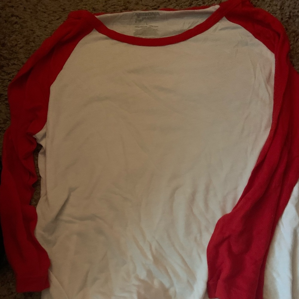 Red and White long sleeve shirt